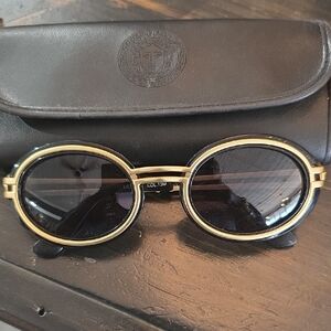 Versace Black and Gold Round Sunglasses